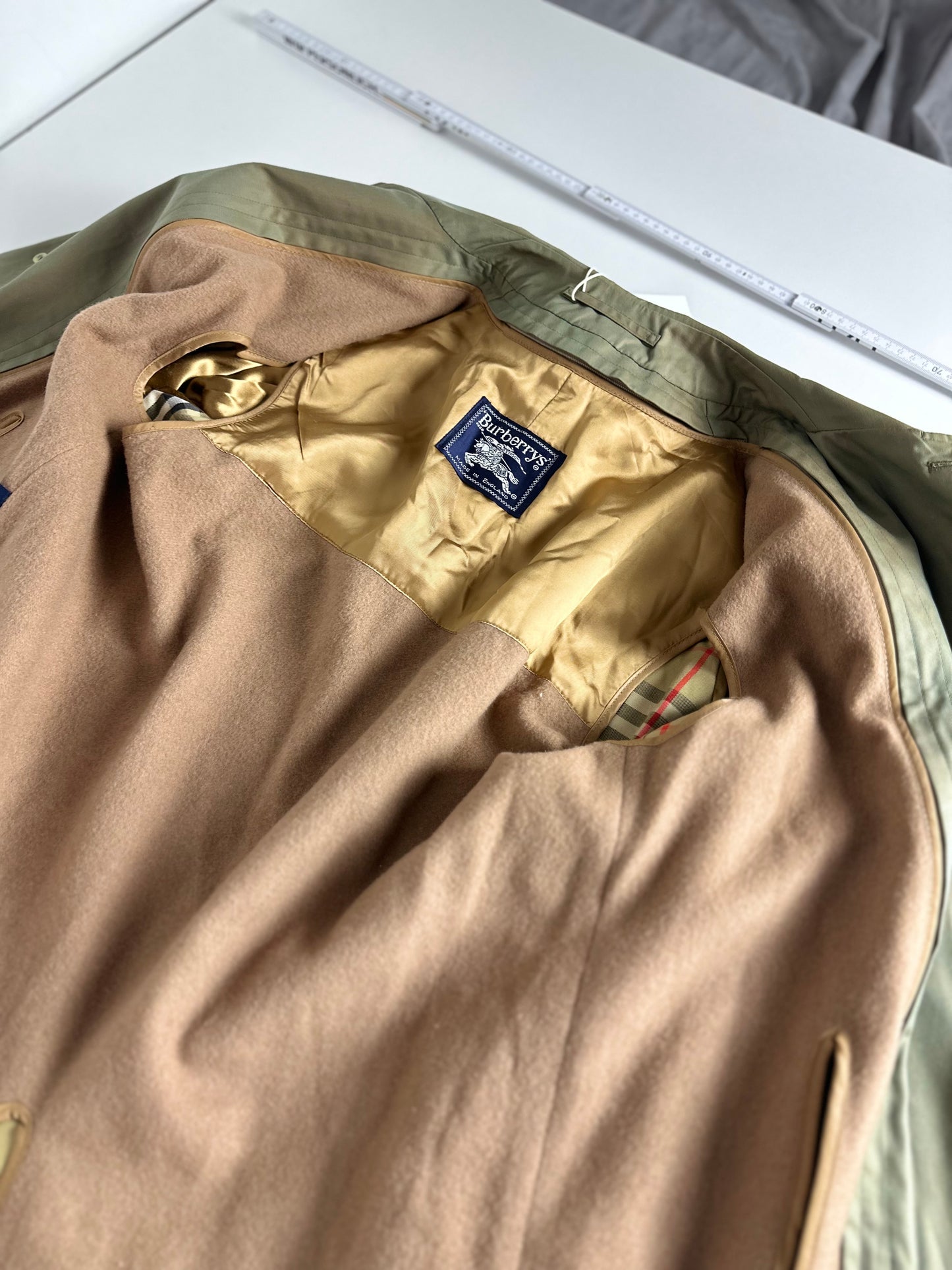 Vintage Burberry Car Coat Khaki Size 46 S With Lining