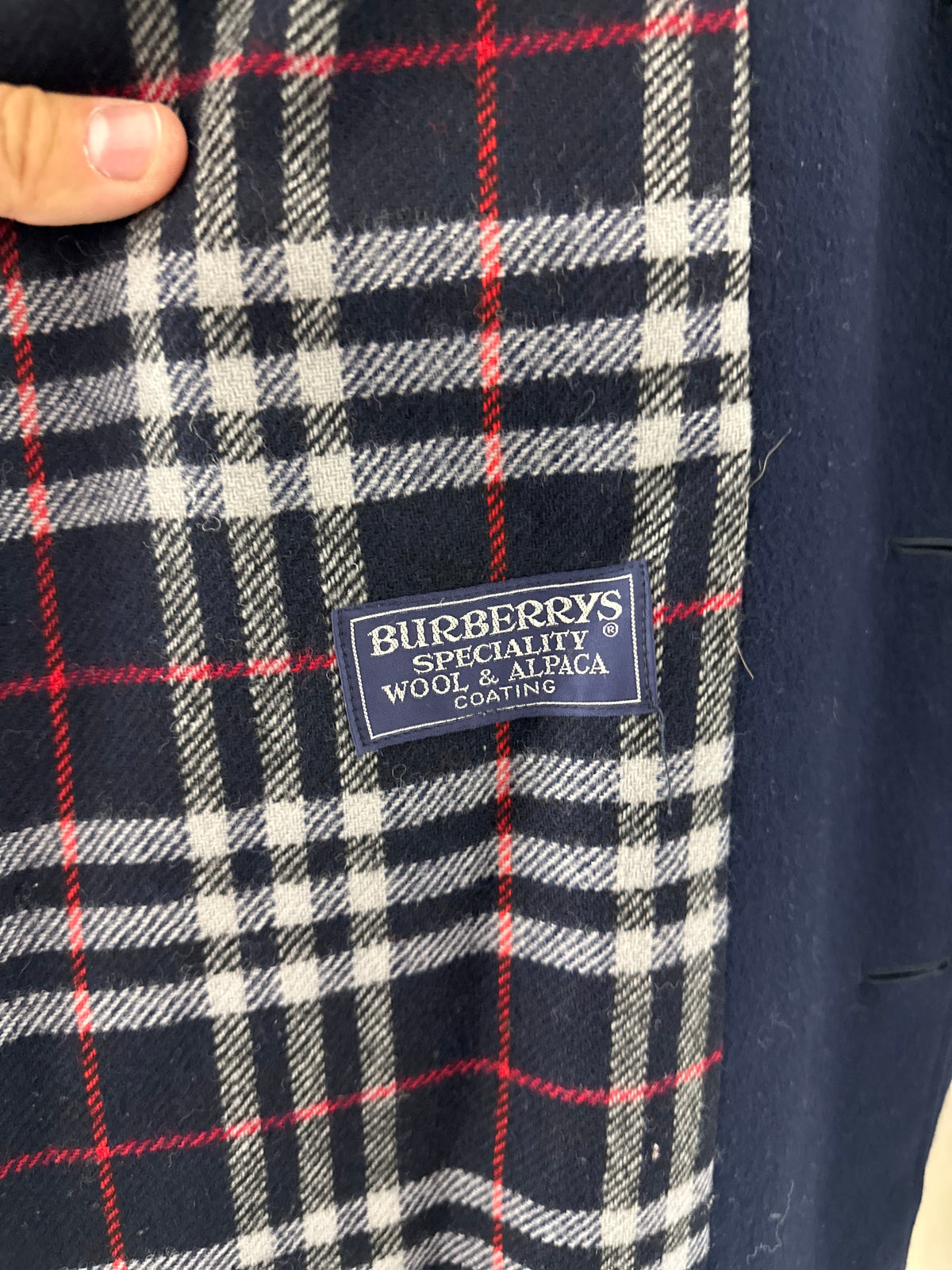 Vintage Burberry Wool Coat Navy Size 58 XXL