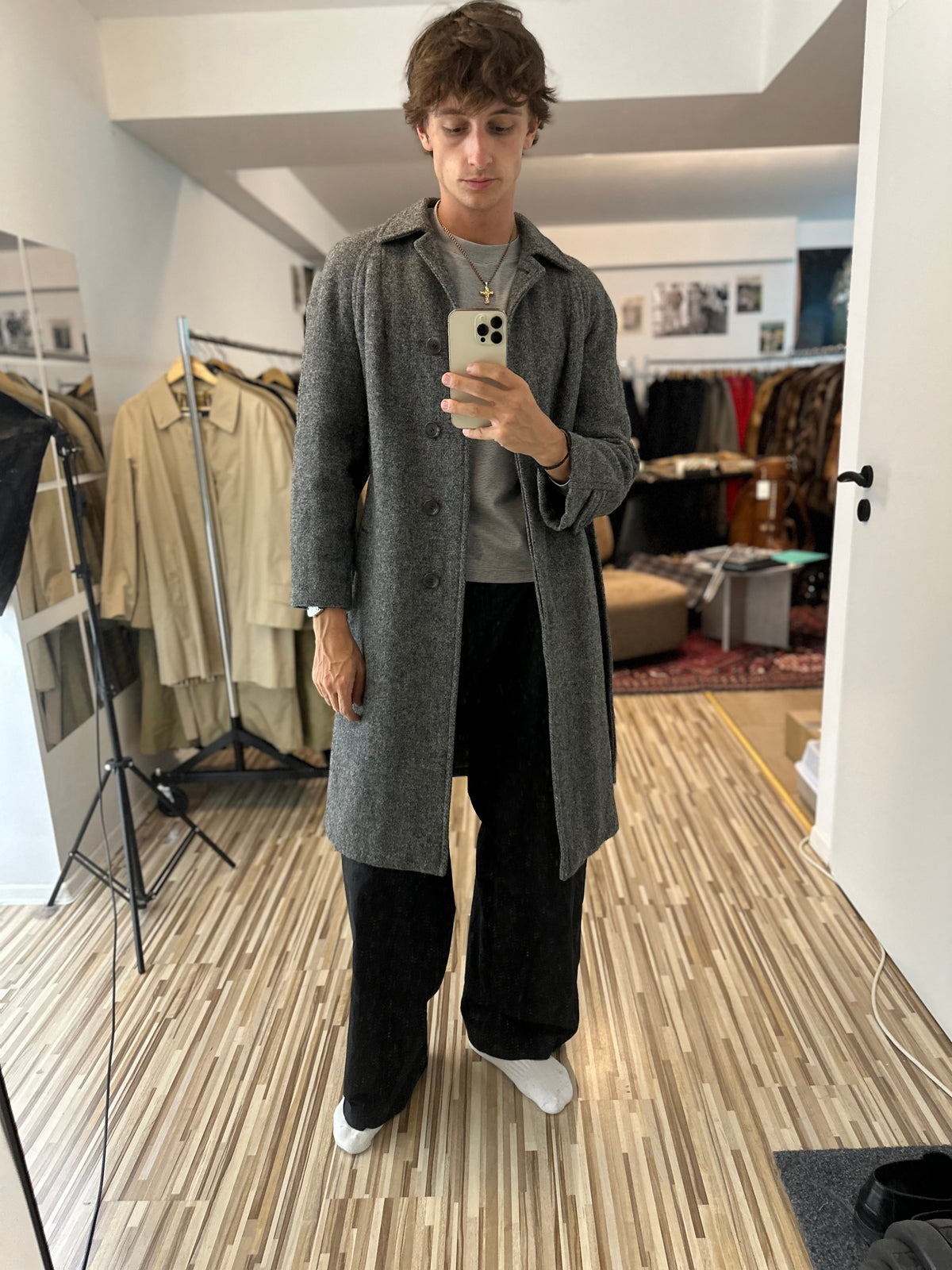 Vintage Burberry Wool Coat Grey Size 10 S