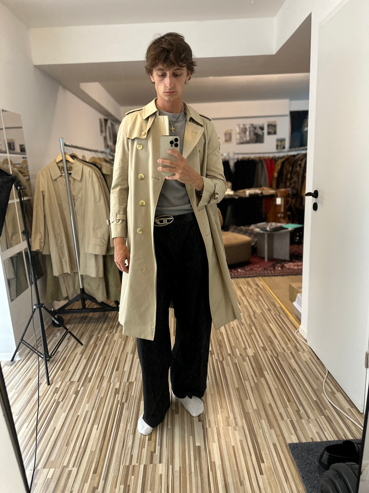 Vintage Burberry Trench Coat Creme Size 10 S
