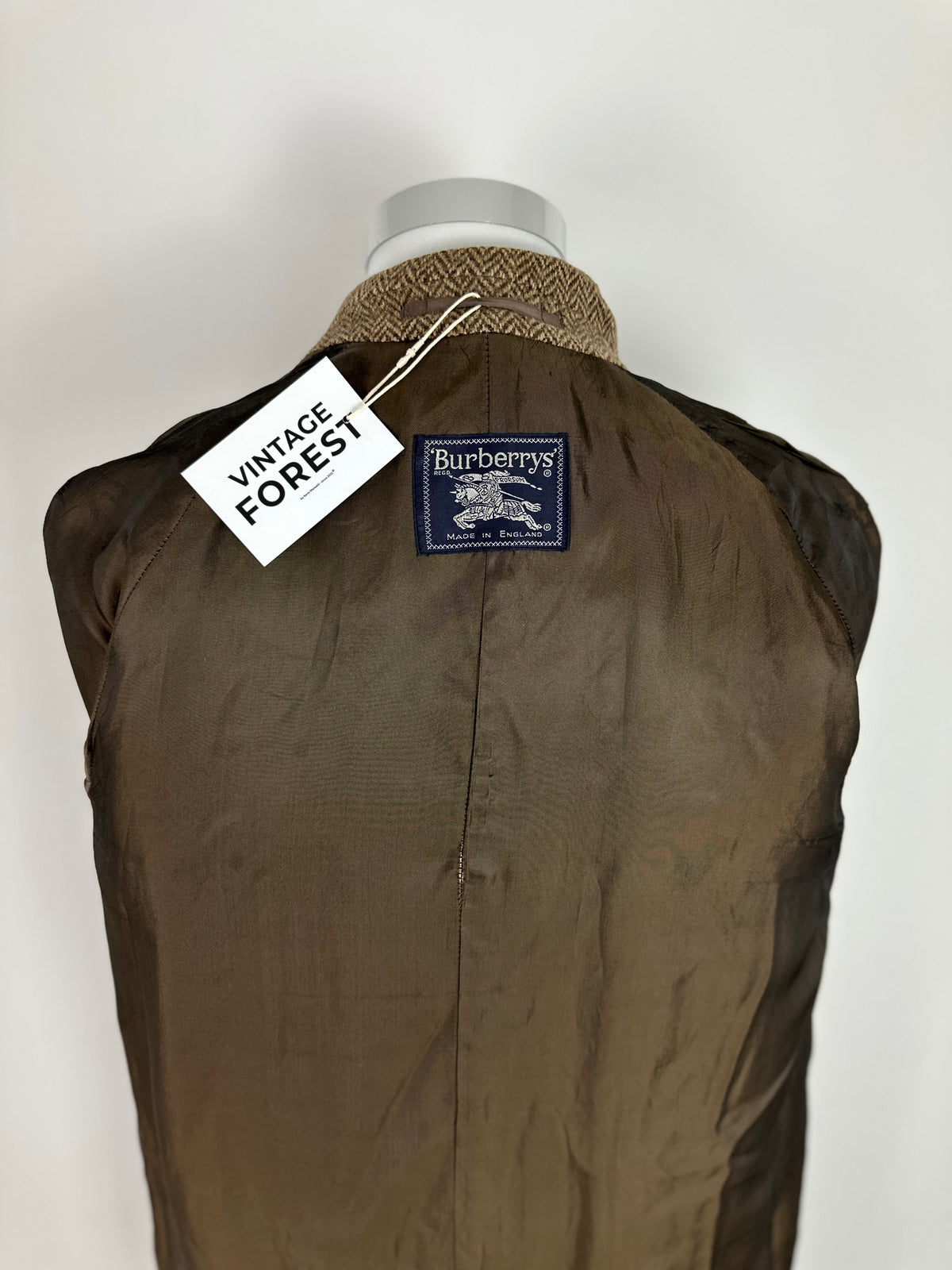 Vintage Burberry Tweed Coat Brown Size 46 S