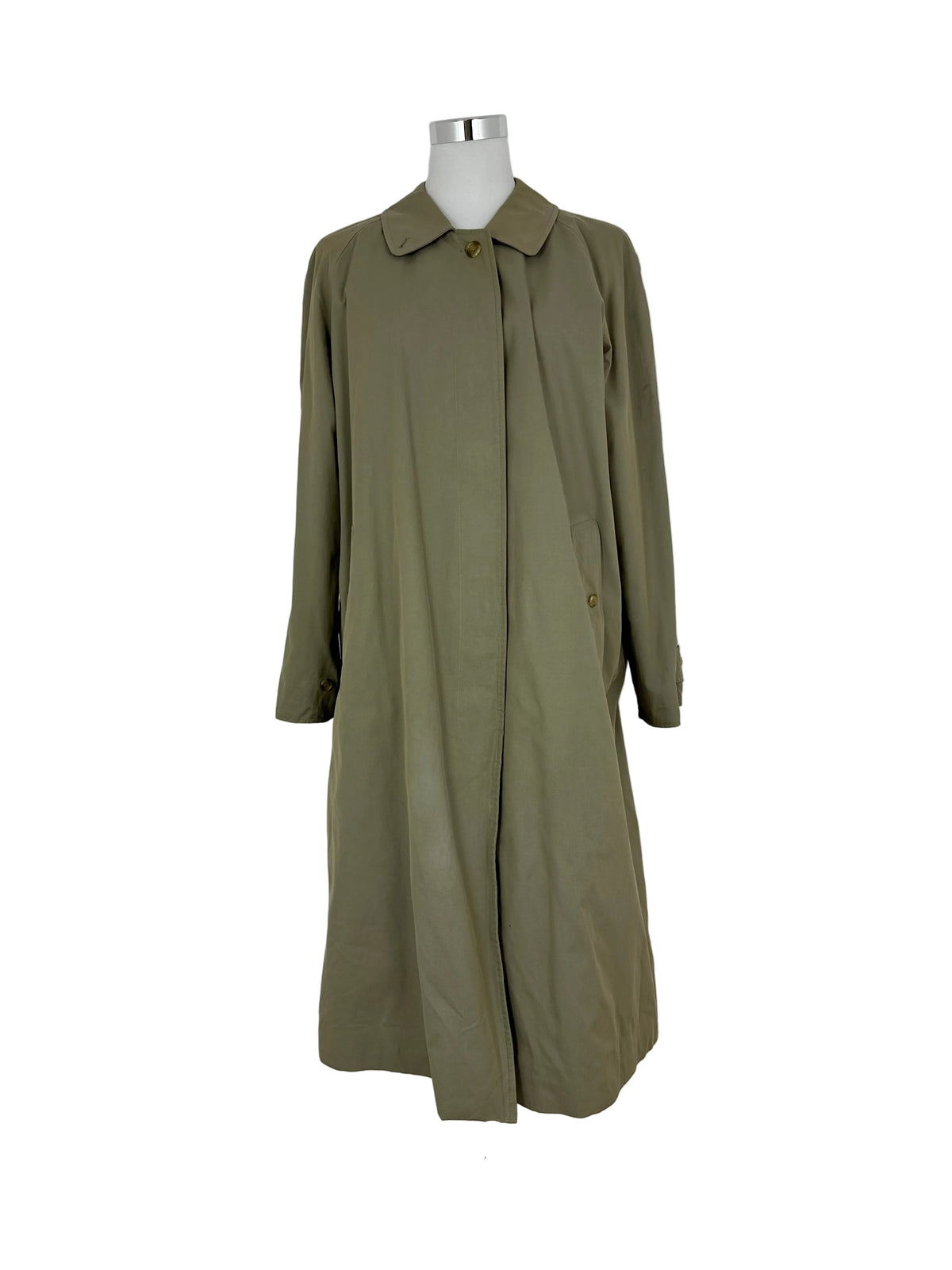Vintage Burberry Car Coat Oliv Size 16 XL With Lining
