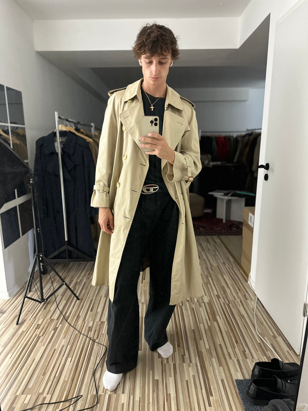 Vintage Burberry Trench Coat Creme Size 52 L