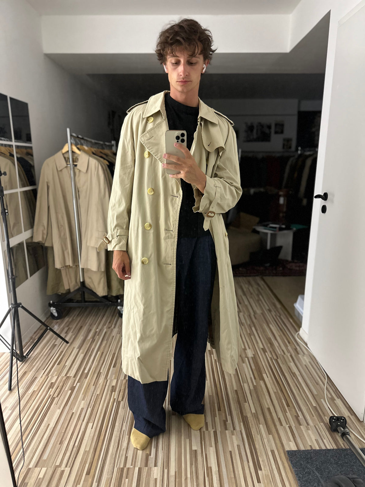 Vintage Burberry Trench Coat Creme Size 56 XL