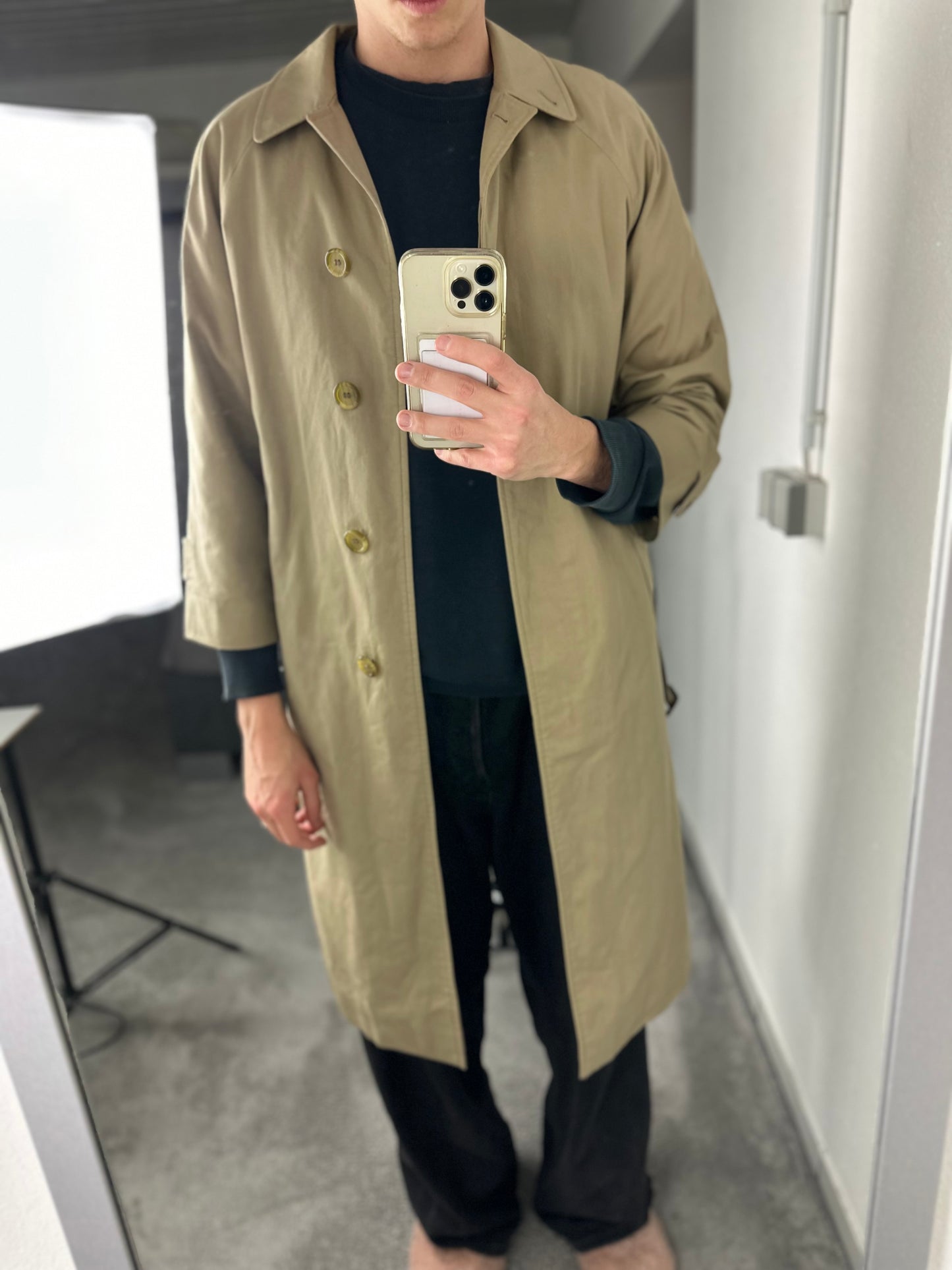 Vintage Burberry Trench Coat Beige Size 8 XS With Lining