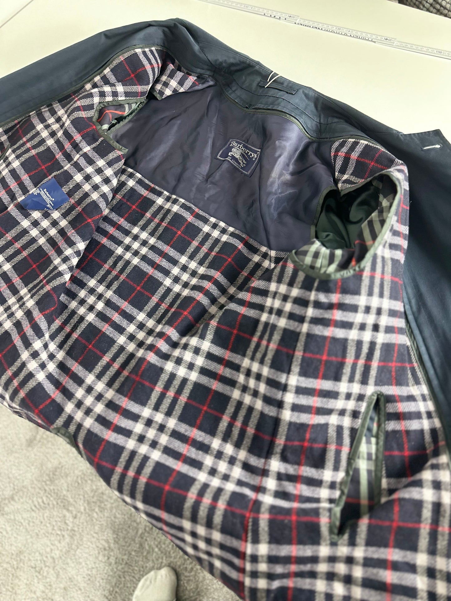 Vintage Burberry Car Coat Navy Size 50 L With Lining