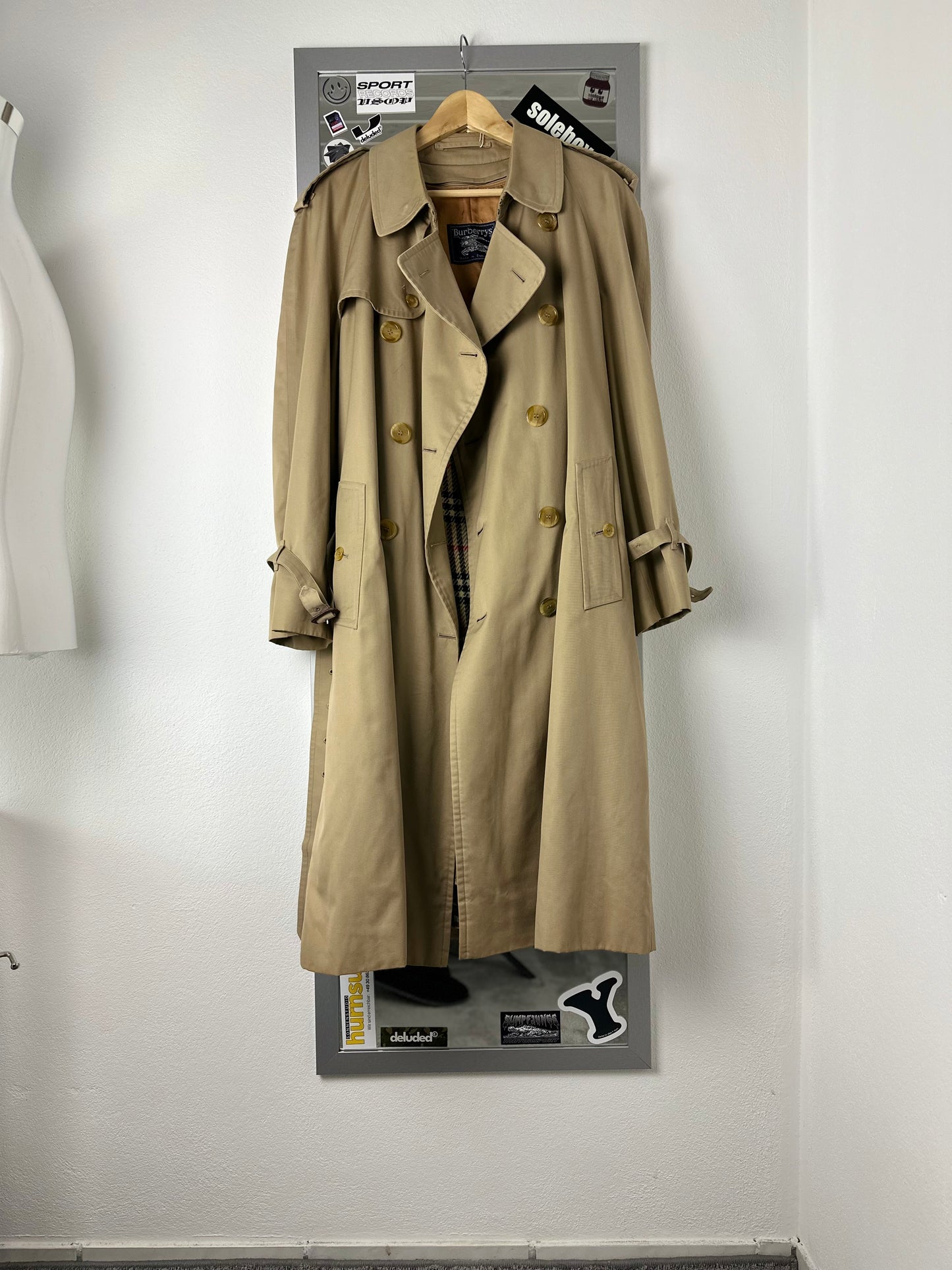 Vintage Burberry Trench Coat Beige Size 52 L With Lining