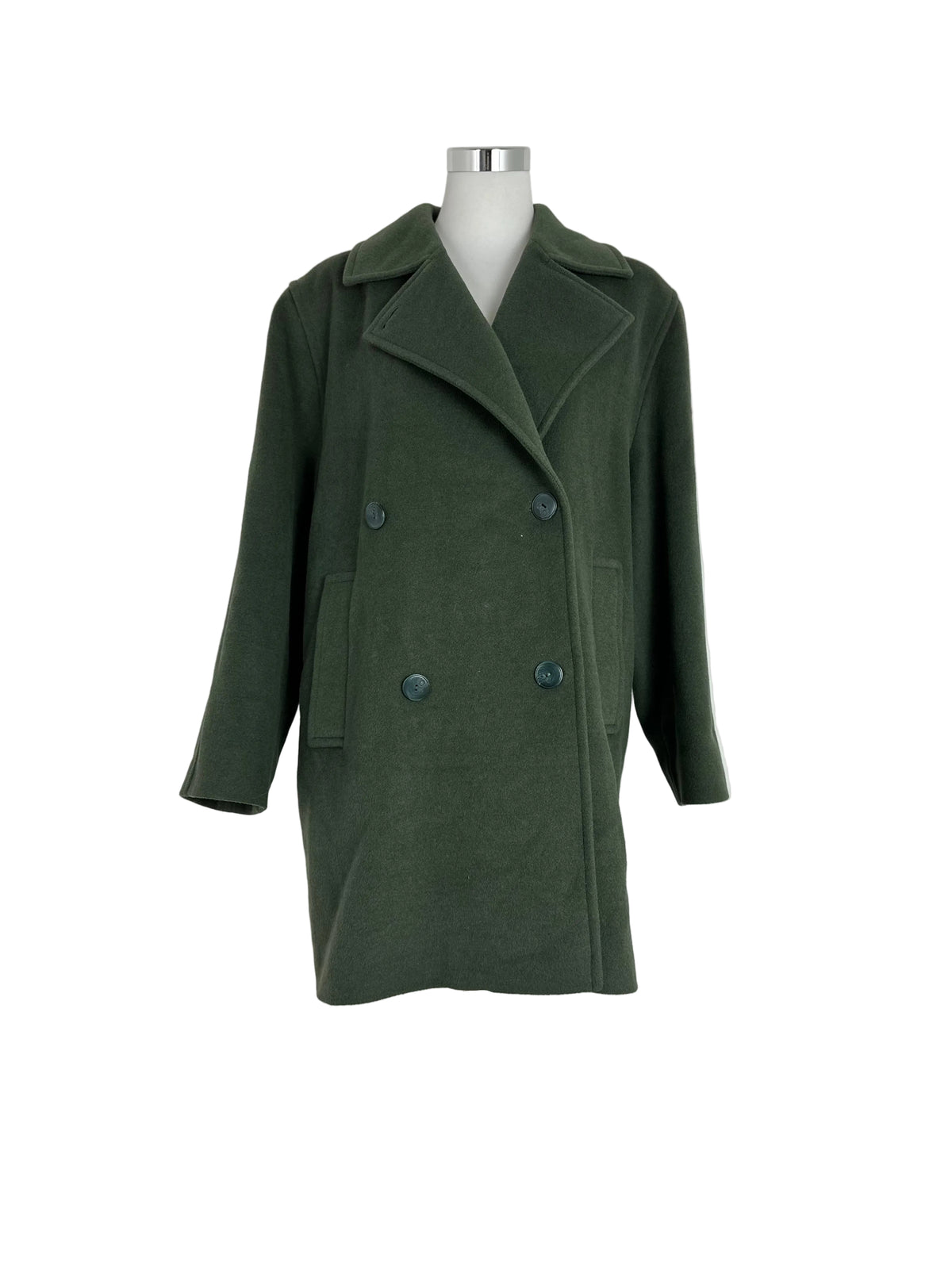 Vintage Burberry Wool Coat Green Size 16 XL