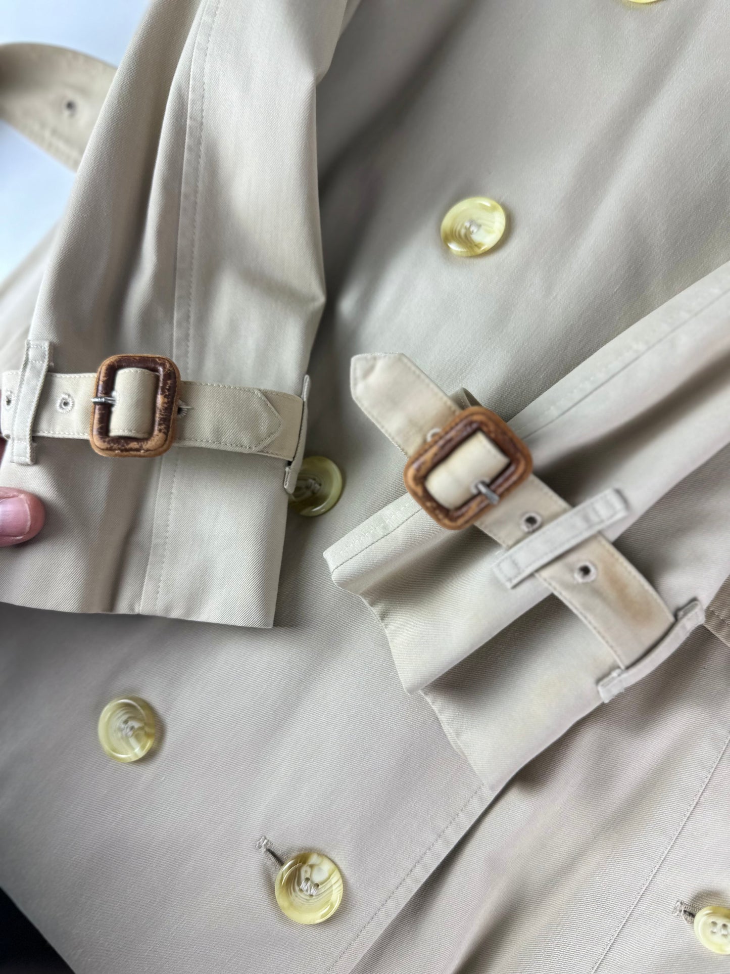 Vintage Burberry Trench Coat Creme Size 4 XXXS With Lining