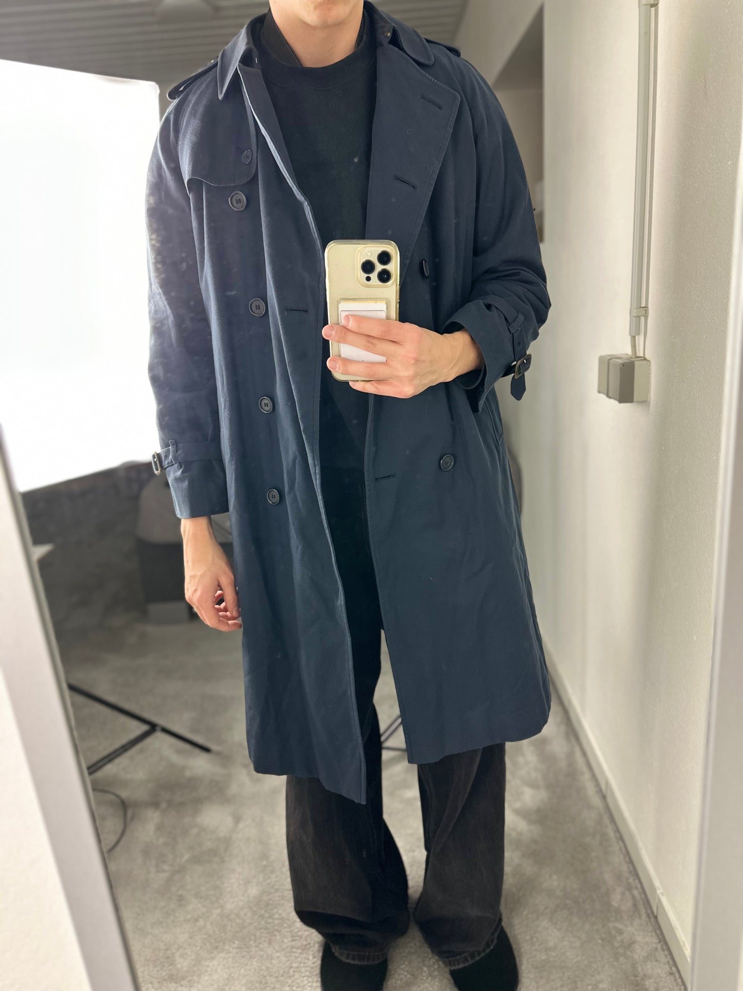 Vintage Burberry Trench Coat Navy Size 14 L With Lining