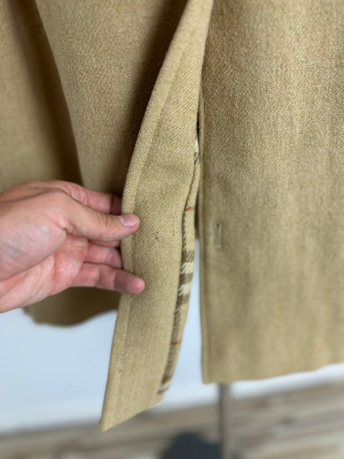 Vintage Burberry Wool Coat Beige Size 10 S