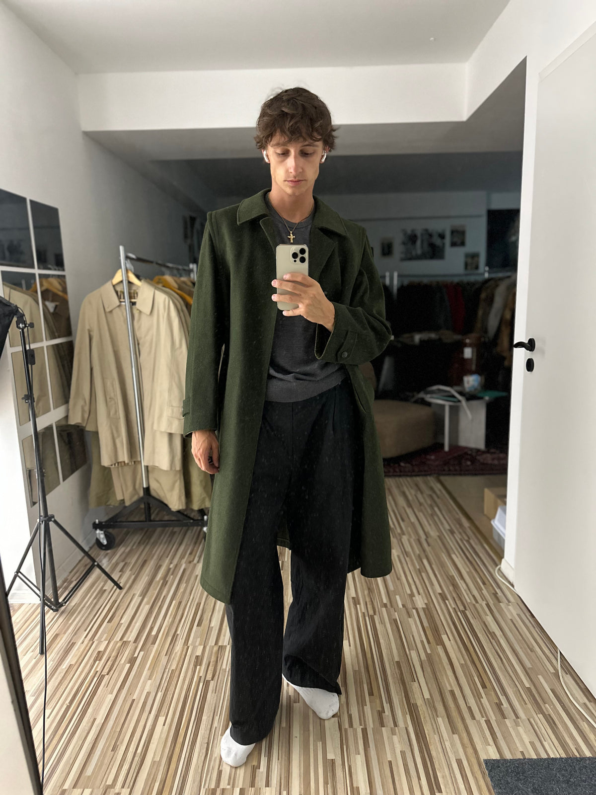 Vintage Burberry Loden Coat Khaki Size 50 L