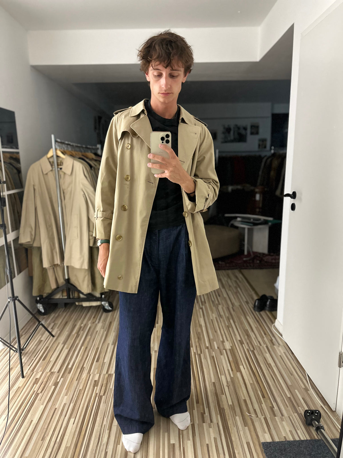Vintage Burberry Trench Coat Beige Size 12 M