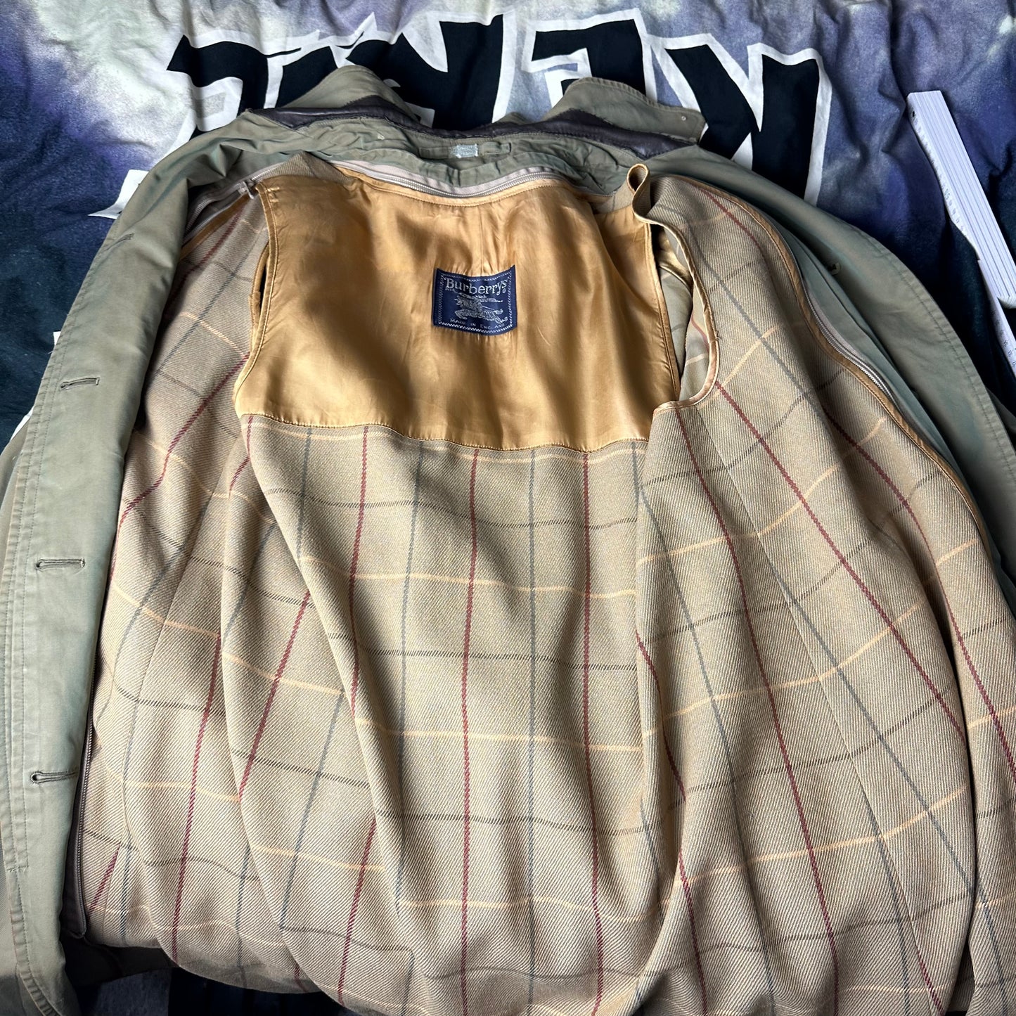 Vintage Burberry Trench Coat Khaki Size 12 M