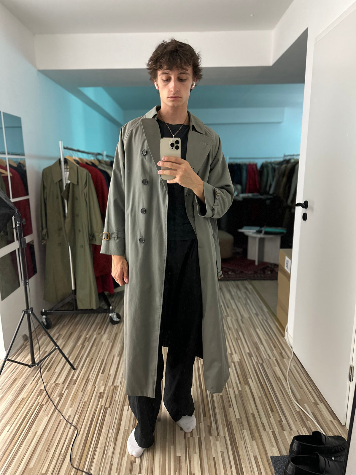 Vintage Burberry Trench Coat Grey Size 14 L