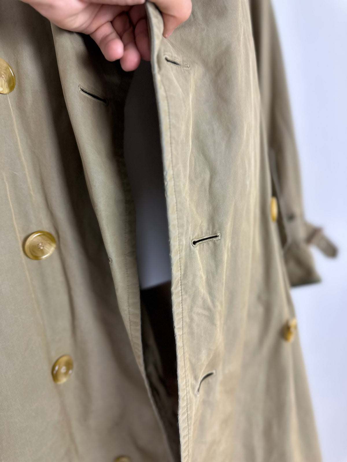 Vintage Burberry Trench Coat Oliv Size 52 L With Lining