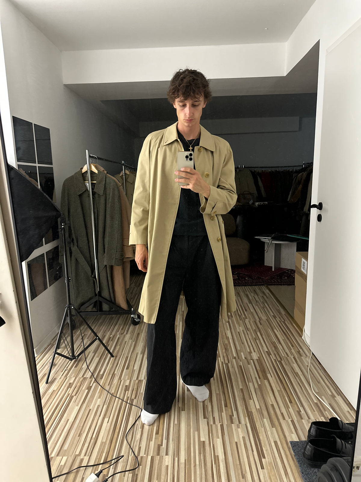 Vintage Burberry Car Coat Beige Size 48 M With Lining