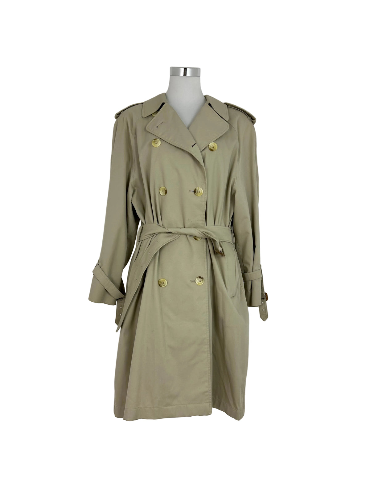 Vintage Burberry Trench Coat Creme Size 16 XL