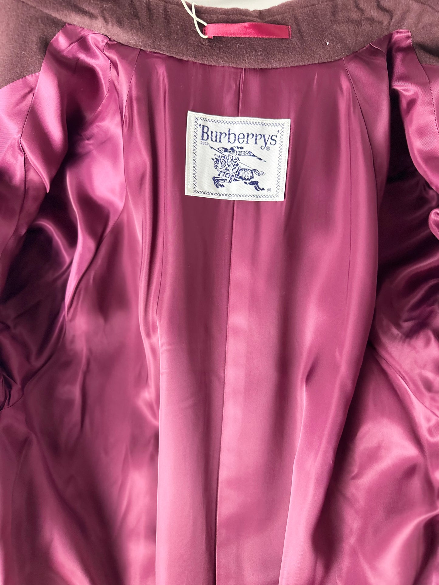 Vintage Burberry Wool Coat Burgundy Size 16 XL