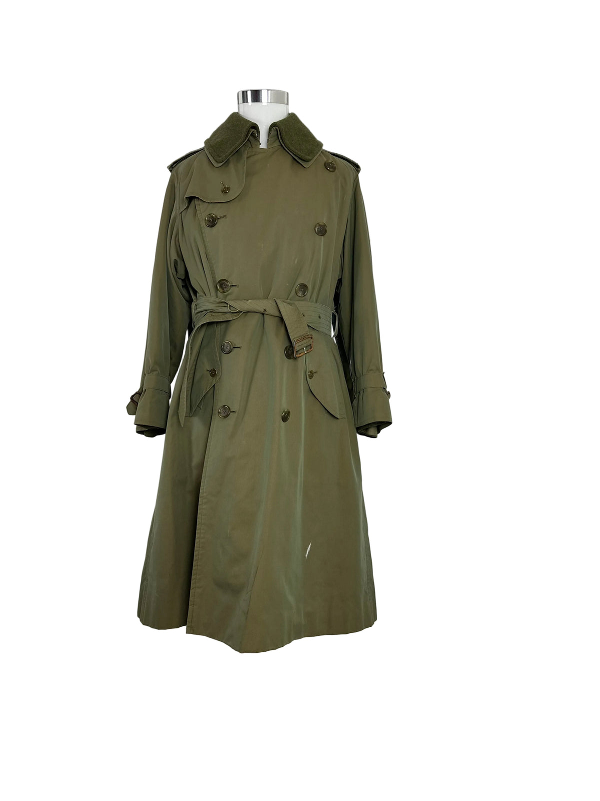 Vintage Burberry Trench Coat Khaki Size 48 M With Lining