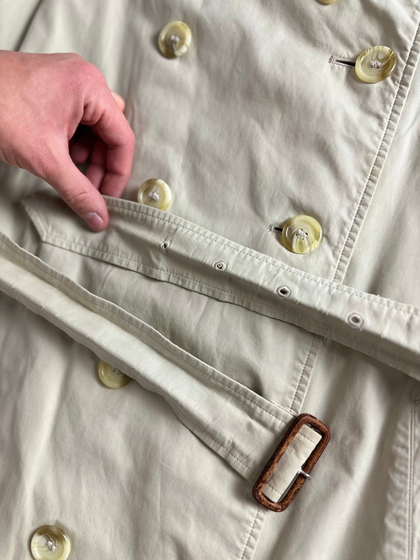 Vintage Burberry Trench Coat Creme Size 8 XS