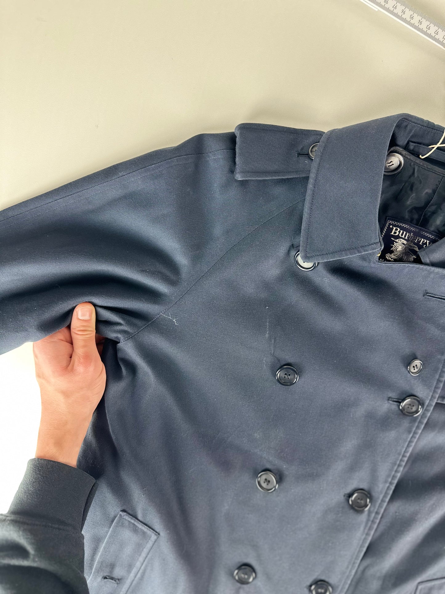 Vintage Burberry Trench Coat Navy Size 14 L With Lining