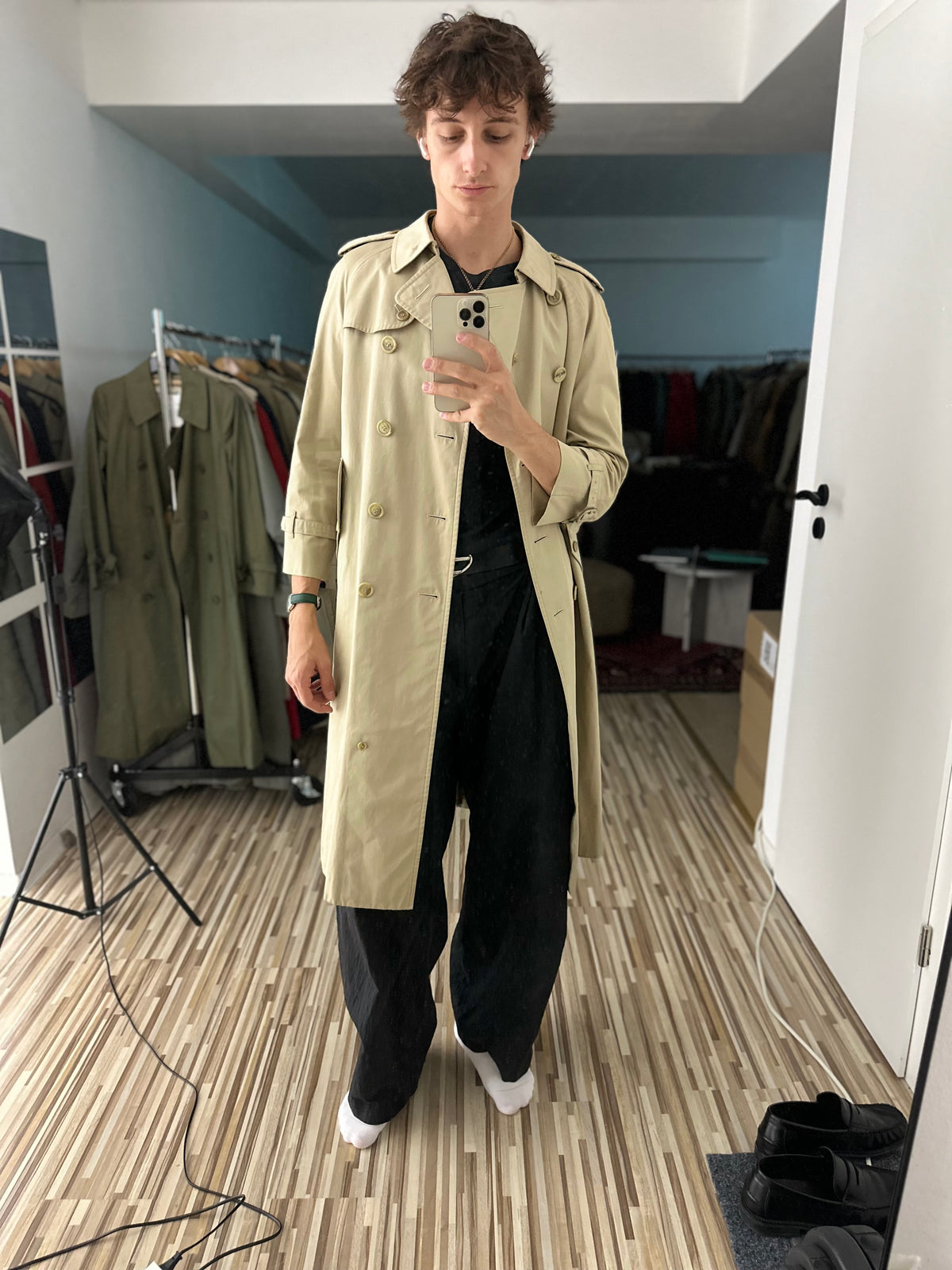 Vintage Burberry Trench Coat Creme Size 12 M