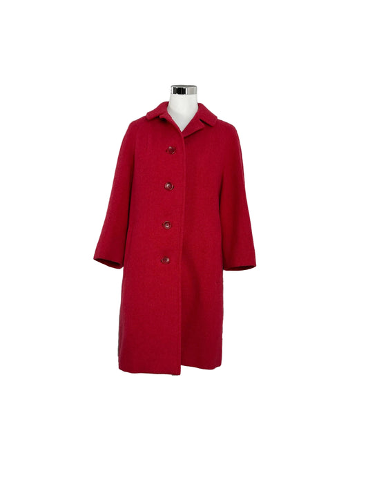 Vintage Burberry Wool Coat Red Size 8 XS