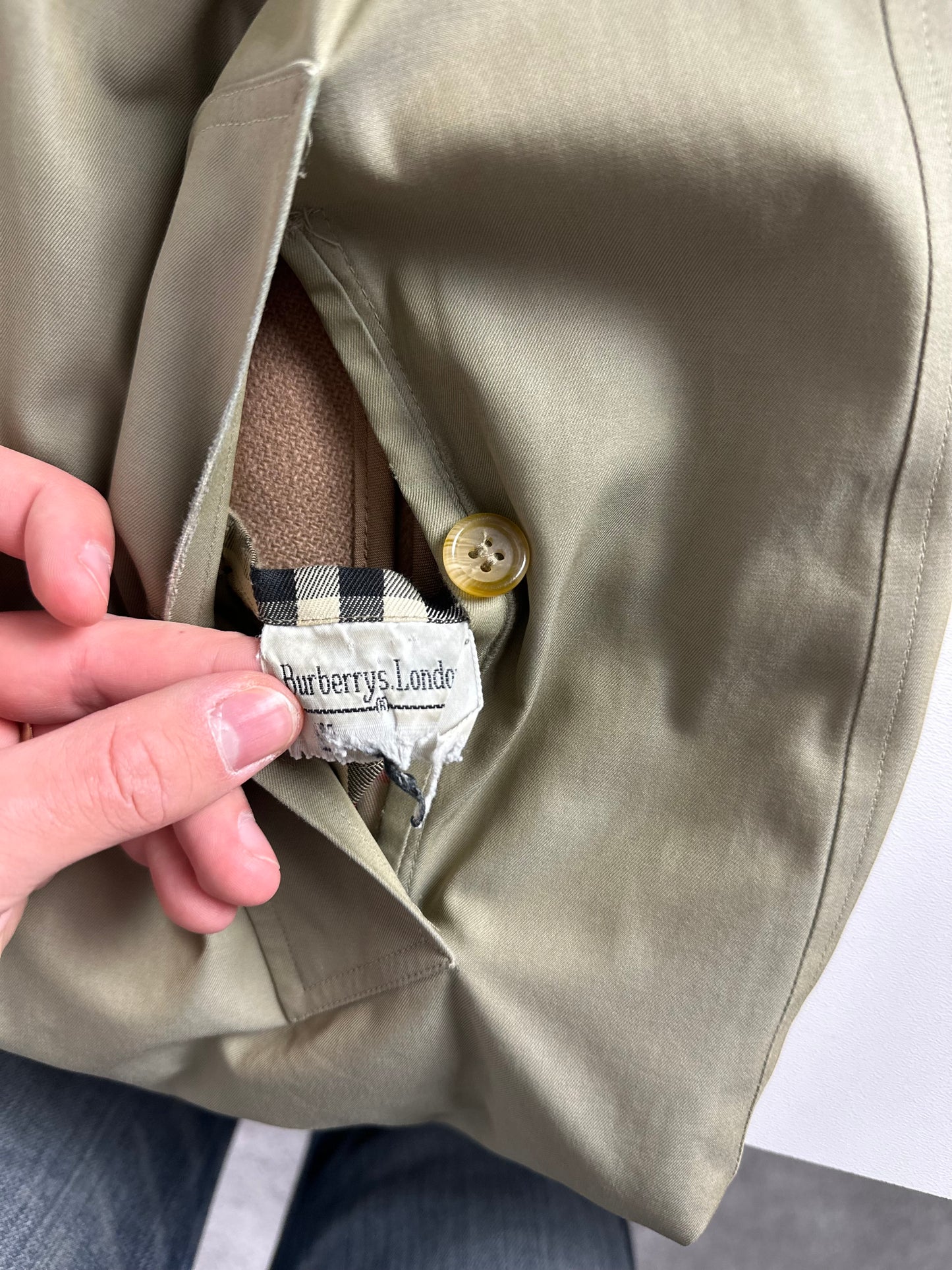 Vintage Burberry Car Coat Oliv Size 46 S With Lining