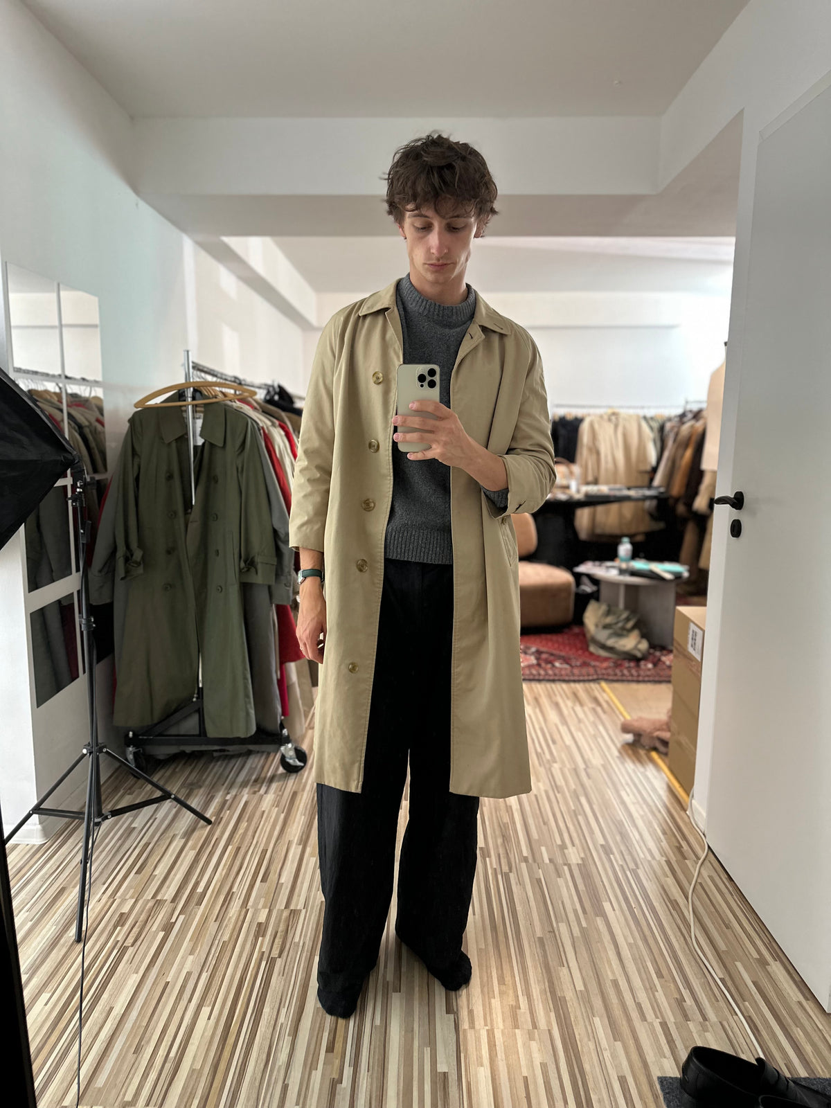 Vintage Burberry Car Coat Beige Size 12 M
