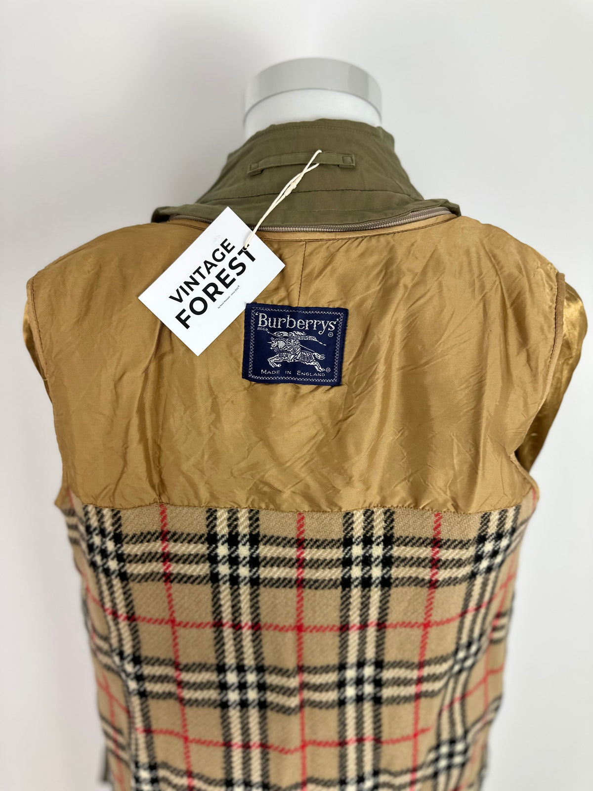 Vintage Burberry Trench Coat Khaki Size 46 S With Lining