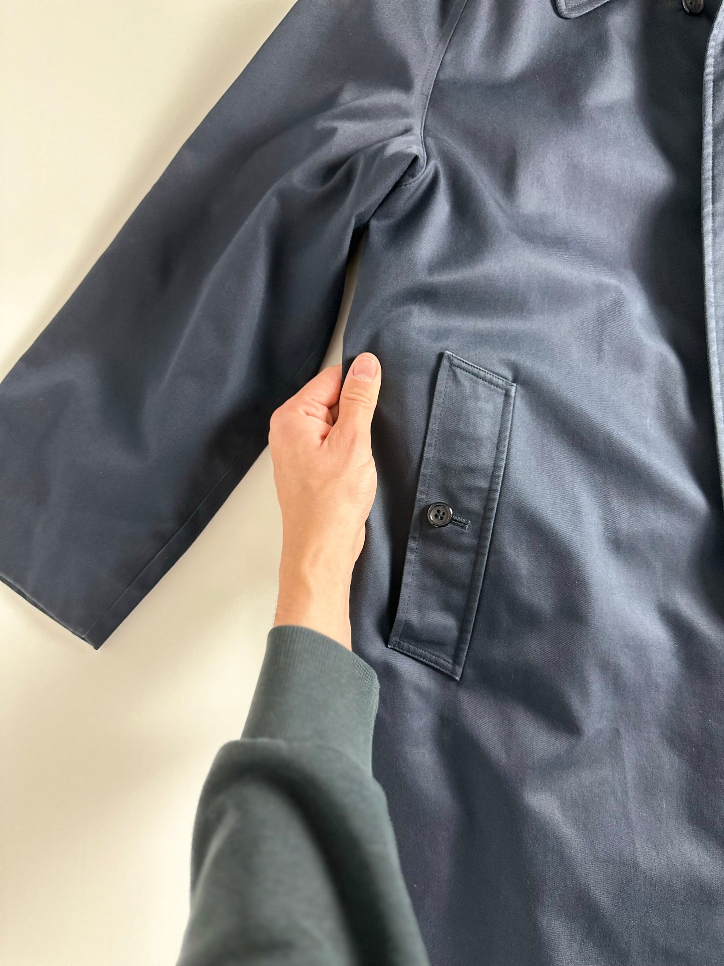 Vintage Burberry Car Coat Navy Size 50 L With Lining