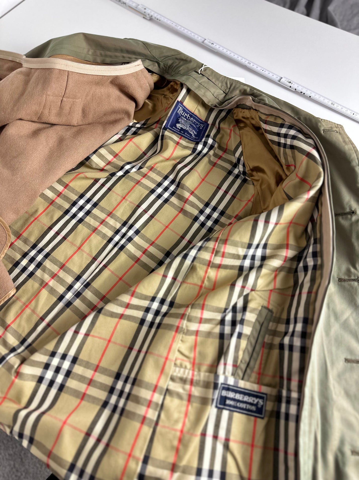 Vintage Burberry Car Coat Khaki Size 46 S With Lining