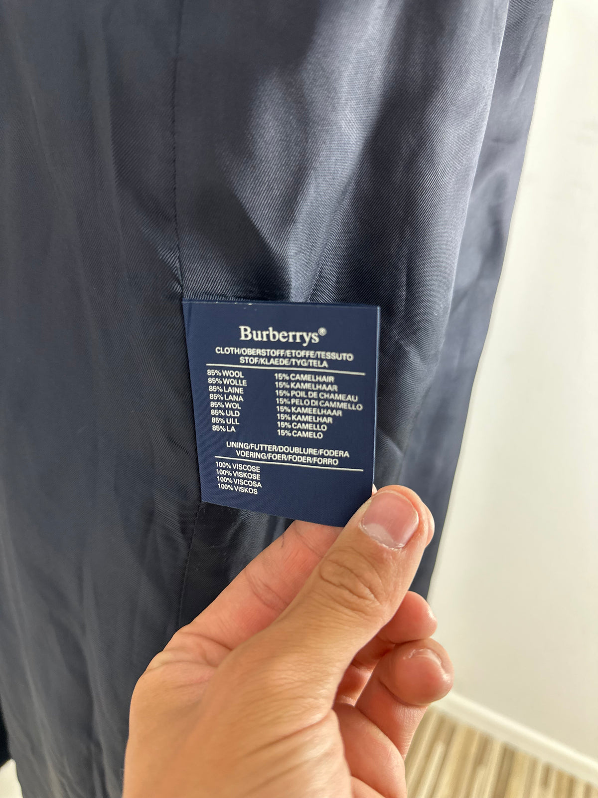 Vintage Burberry Wool Coat Navy Size 48 M