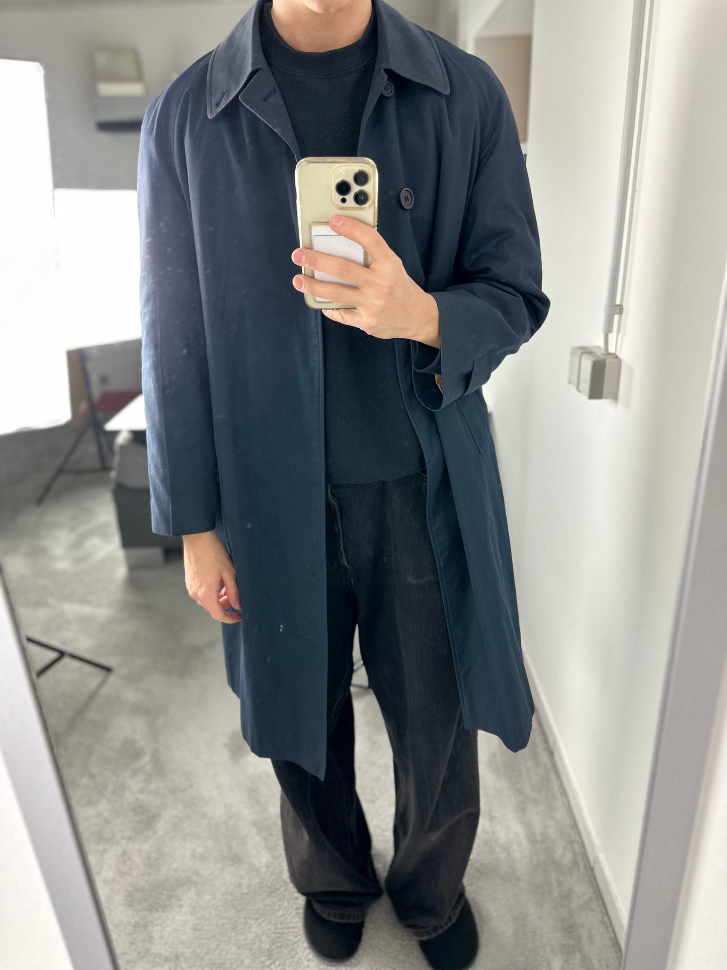 Vintage Burberry Car Coat Navy Size 48 M