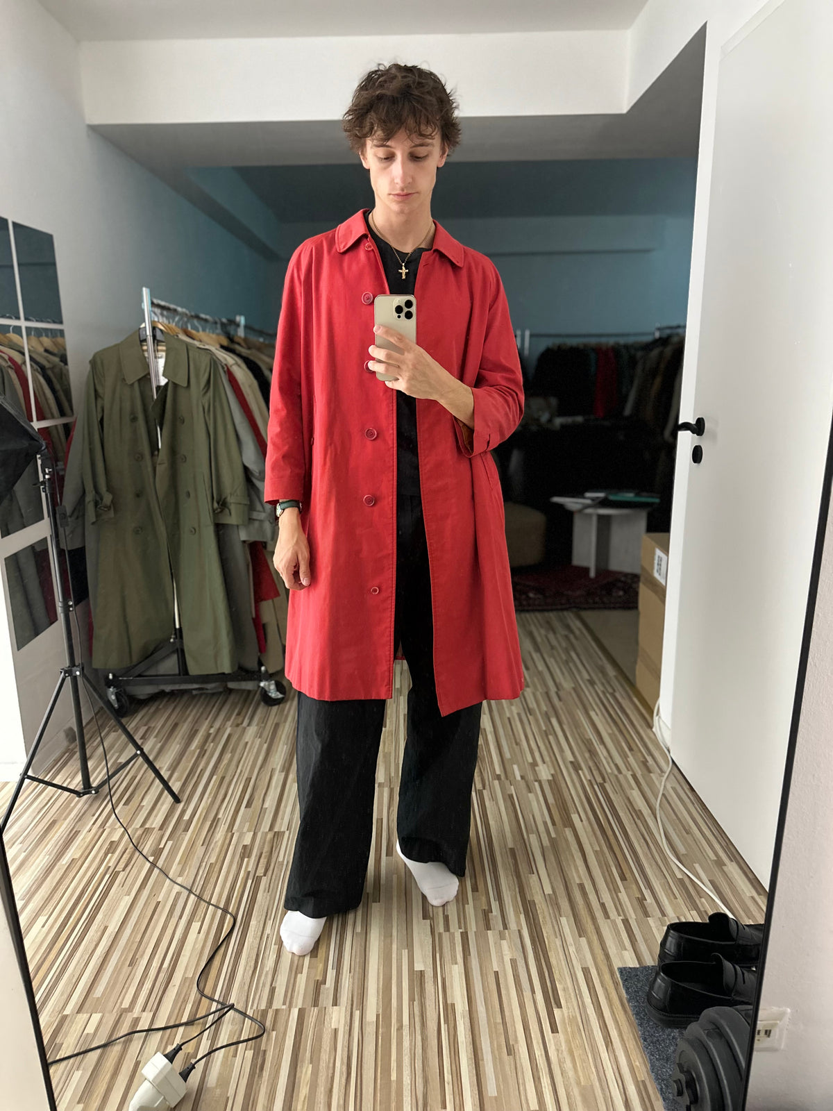 Vintage Burberry Trench Coat Red Size 14 L