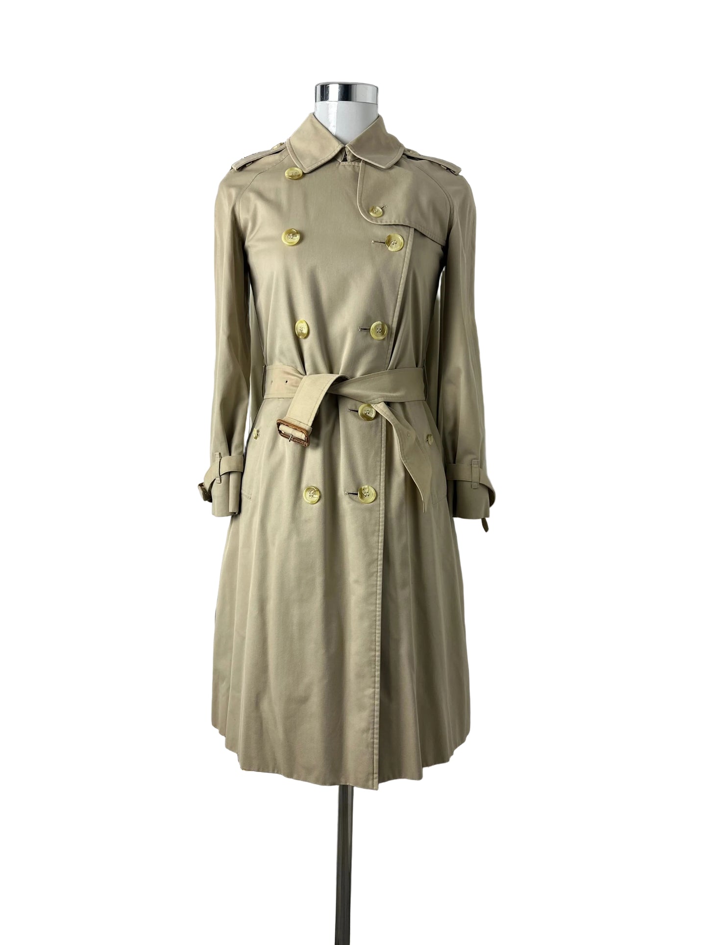 Vintage Burberry Trench Coat Creme Size 4 XXXS With Lining