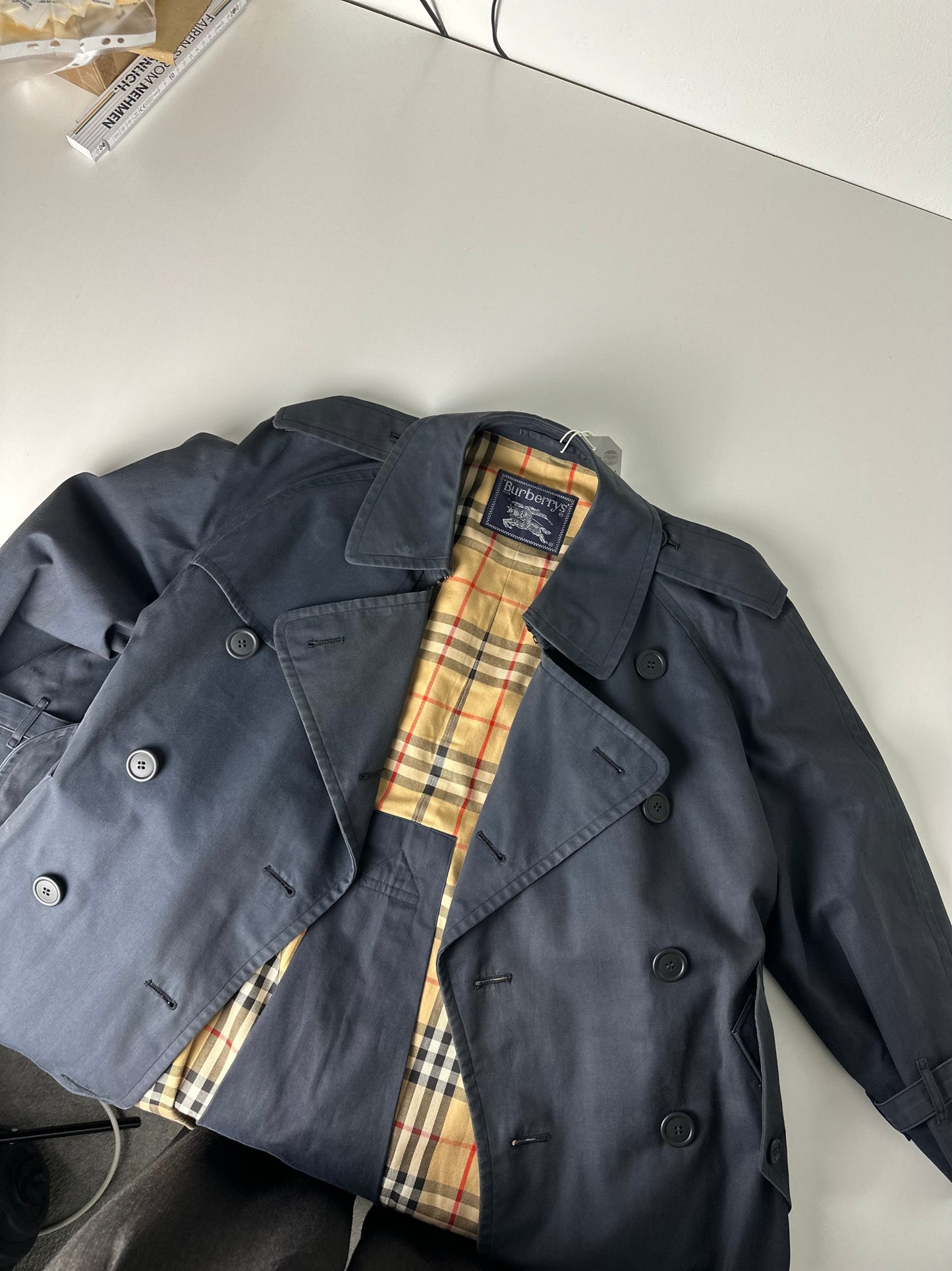 Vintage Burberry Trench Coat Navy Size 44 XS