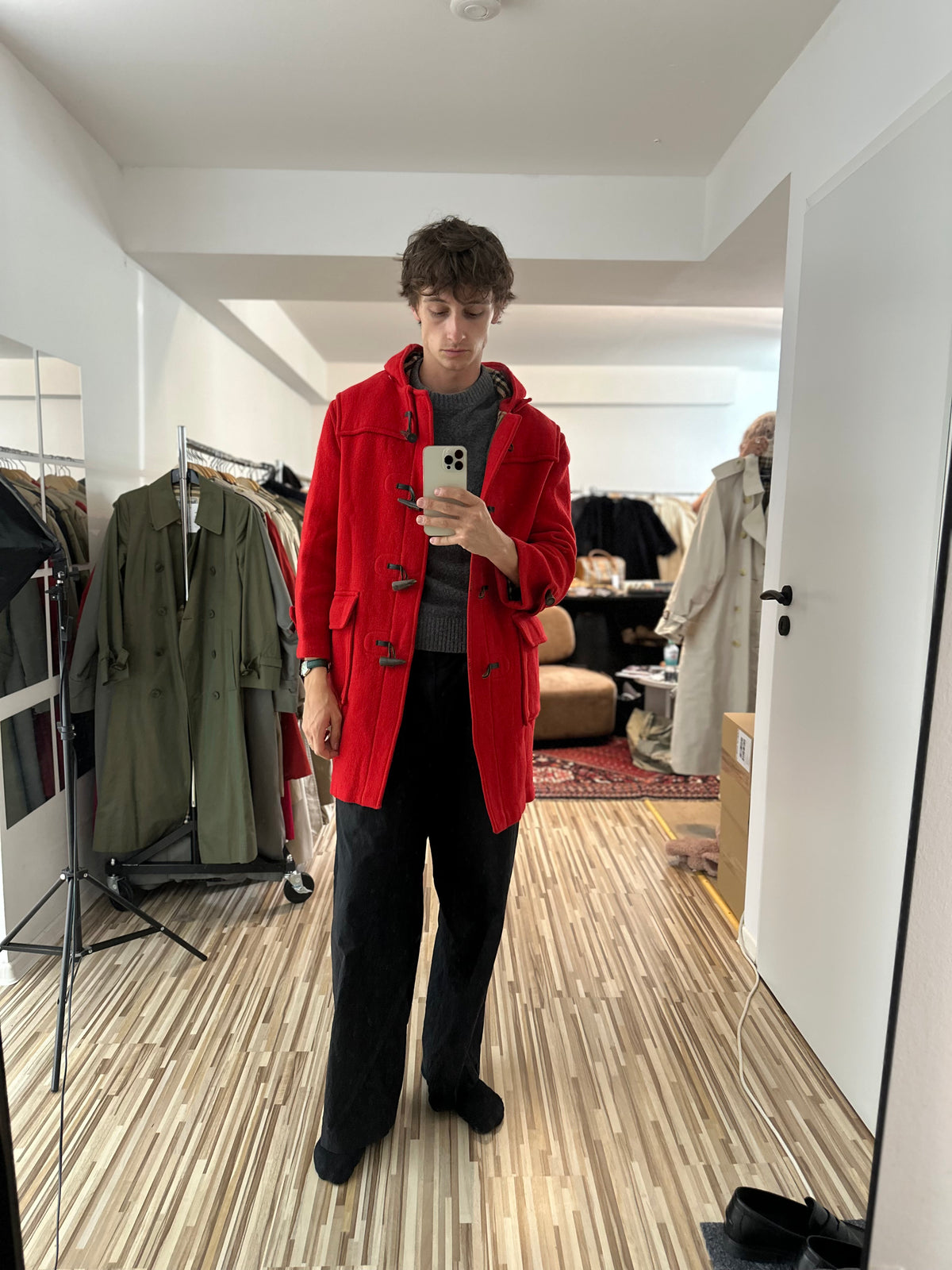 Vintage Burberry Duffle Coat Red Size 12 M