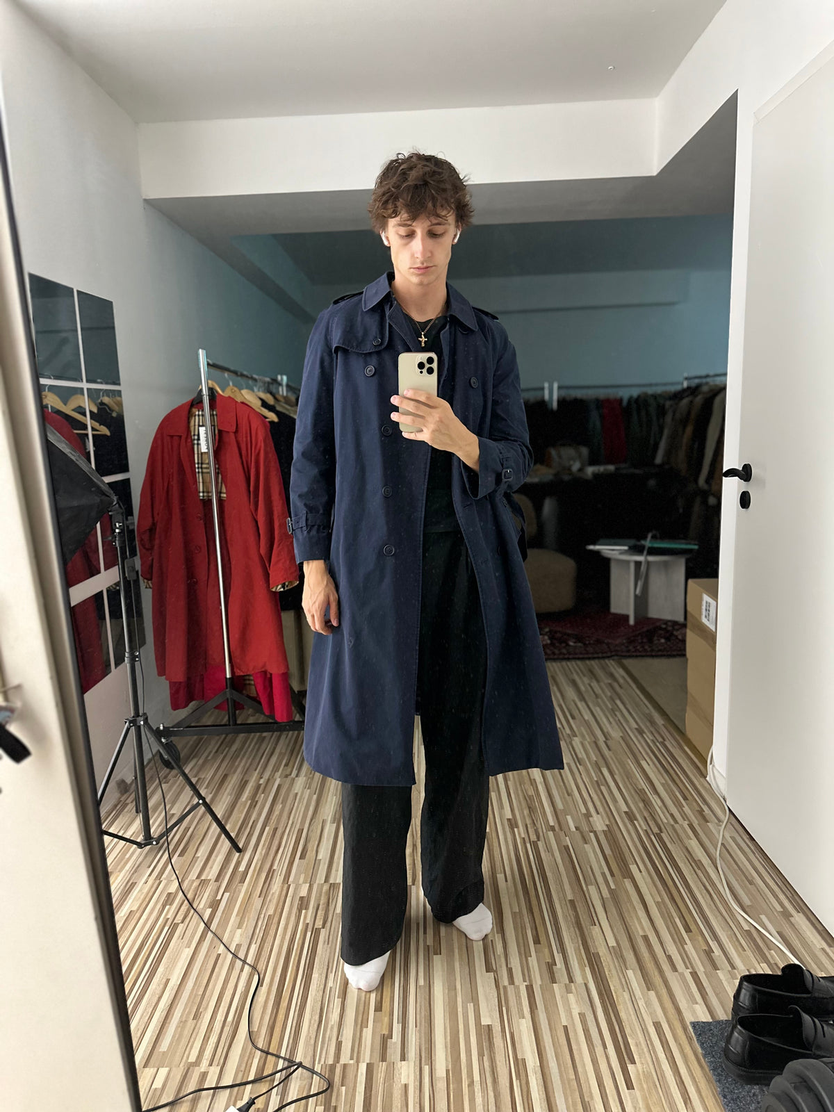 Vintage Burberry Trench Coat Navy Size 10 S With Lining