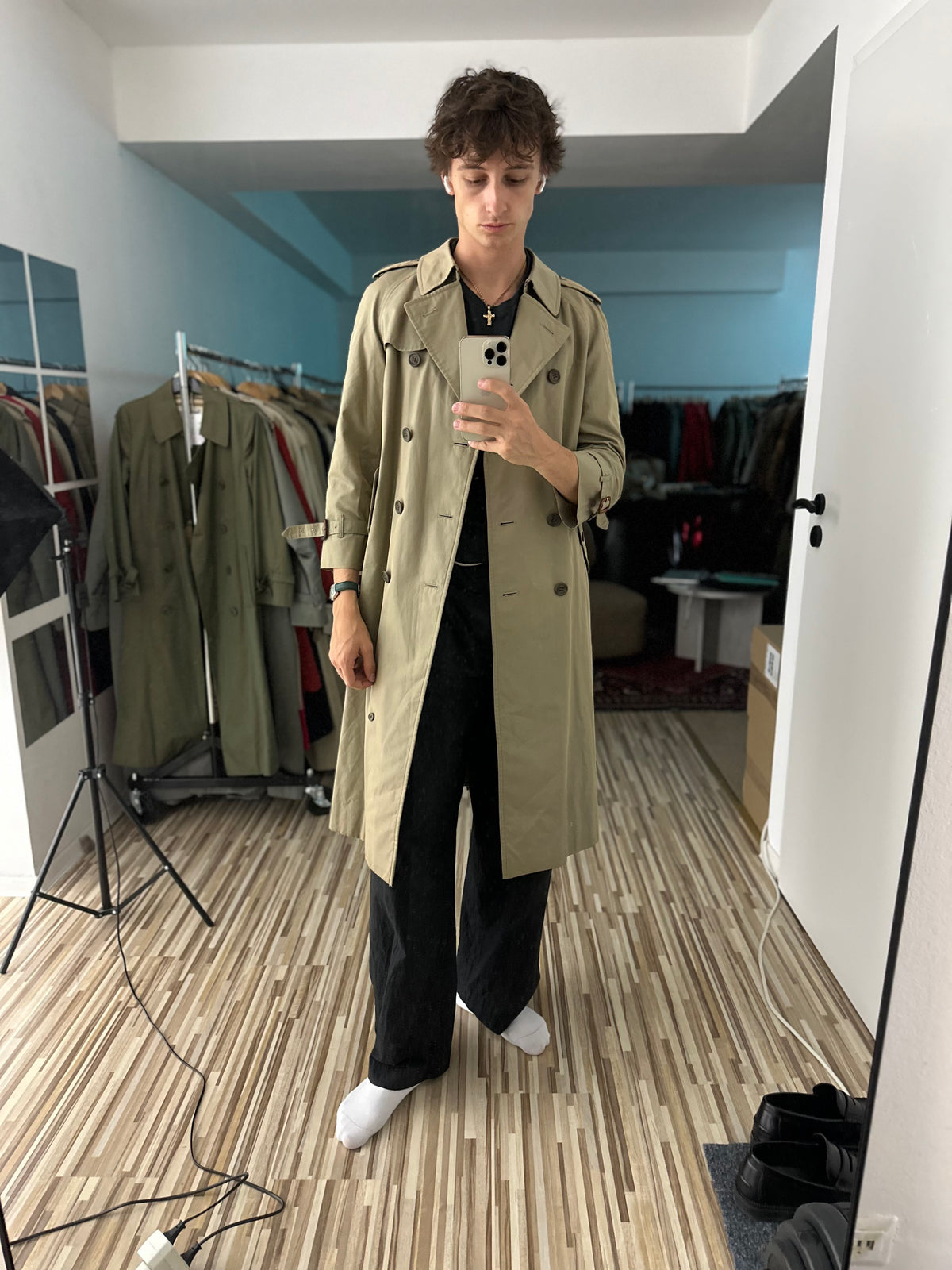 Vintage Burberry Trench Coat Oliv Size 10 S