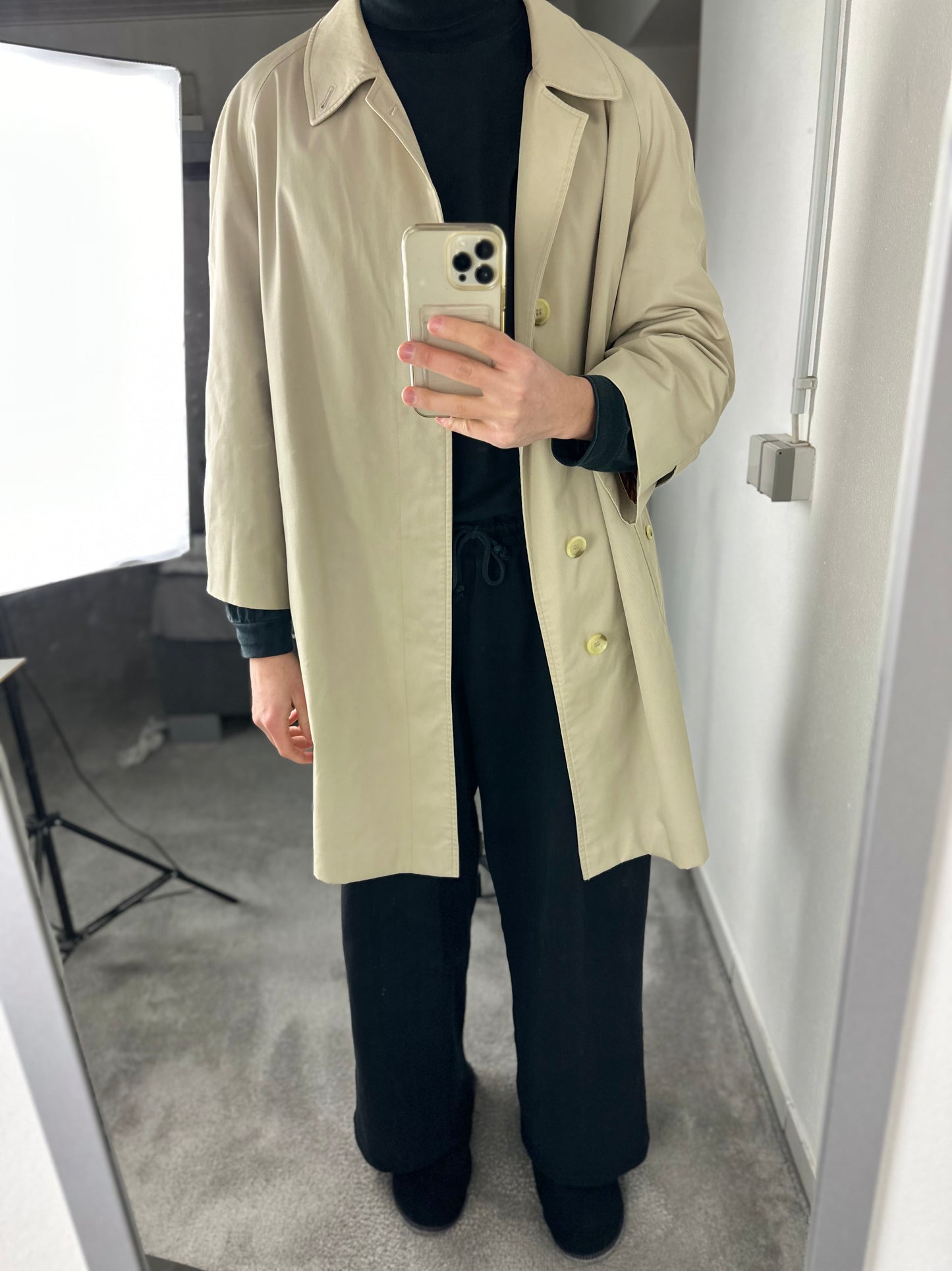 Vintage Burberry Car Coat Creme Size 52 L