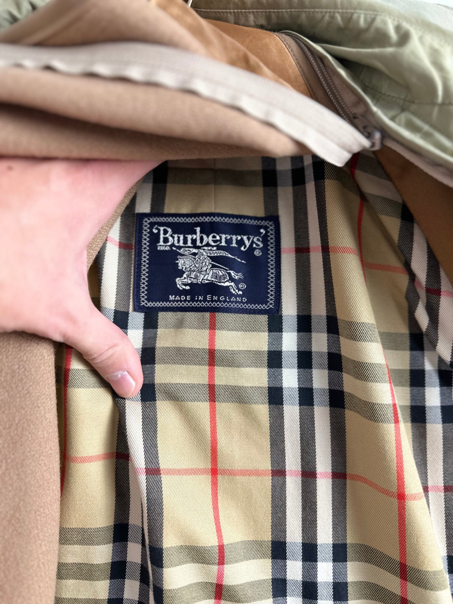 Vintage Burberry Car Coat Oliv Size 46 S With Lining