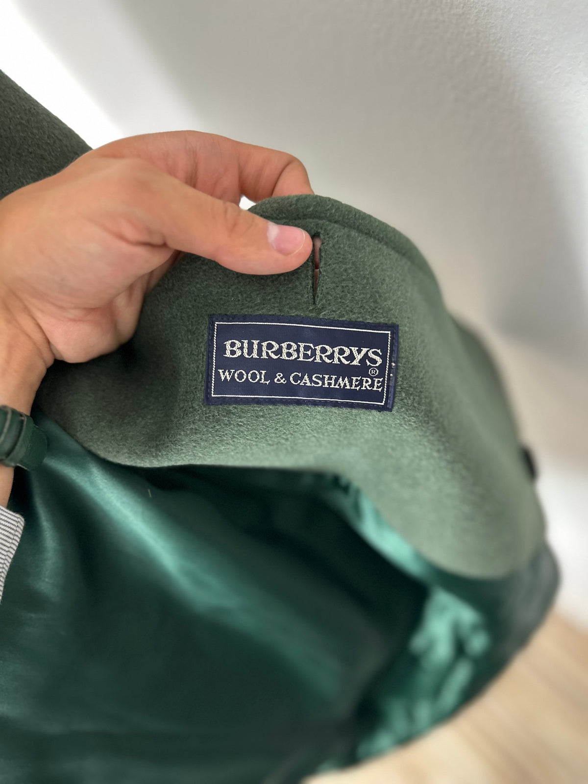 Vintage Burberry Wool Coat Green Size 16 XL