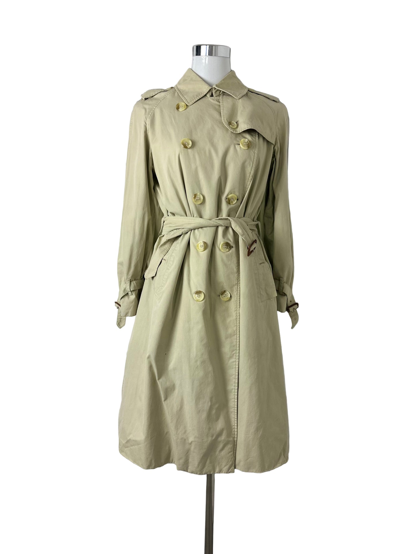 Vintage Burberry Trench Coat Creme Size 8 XS