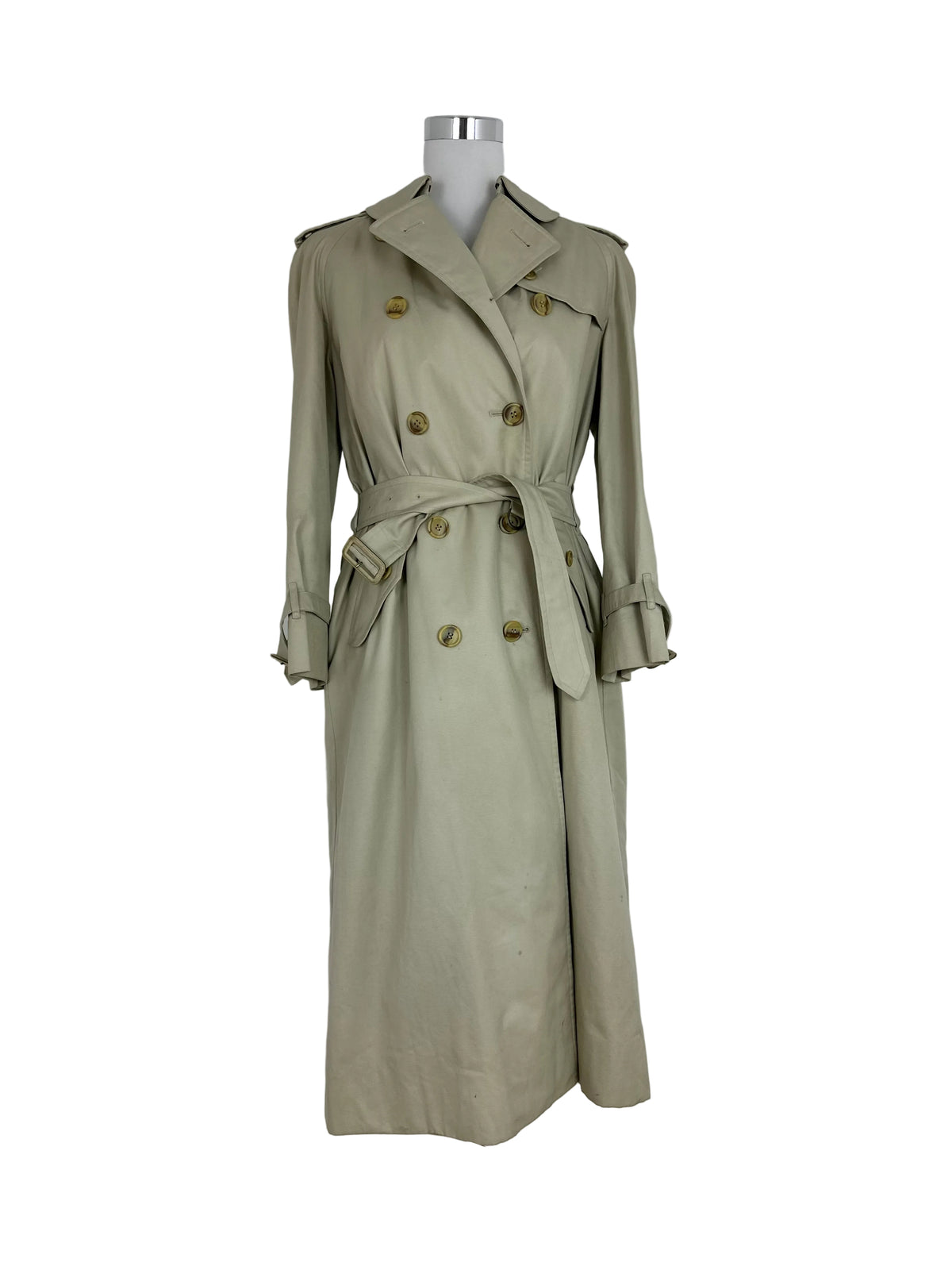 Vintage Burberry Trench Coat Creme Size 10 S With Lining