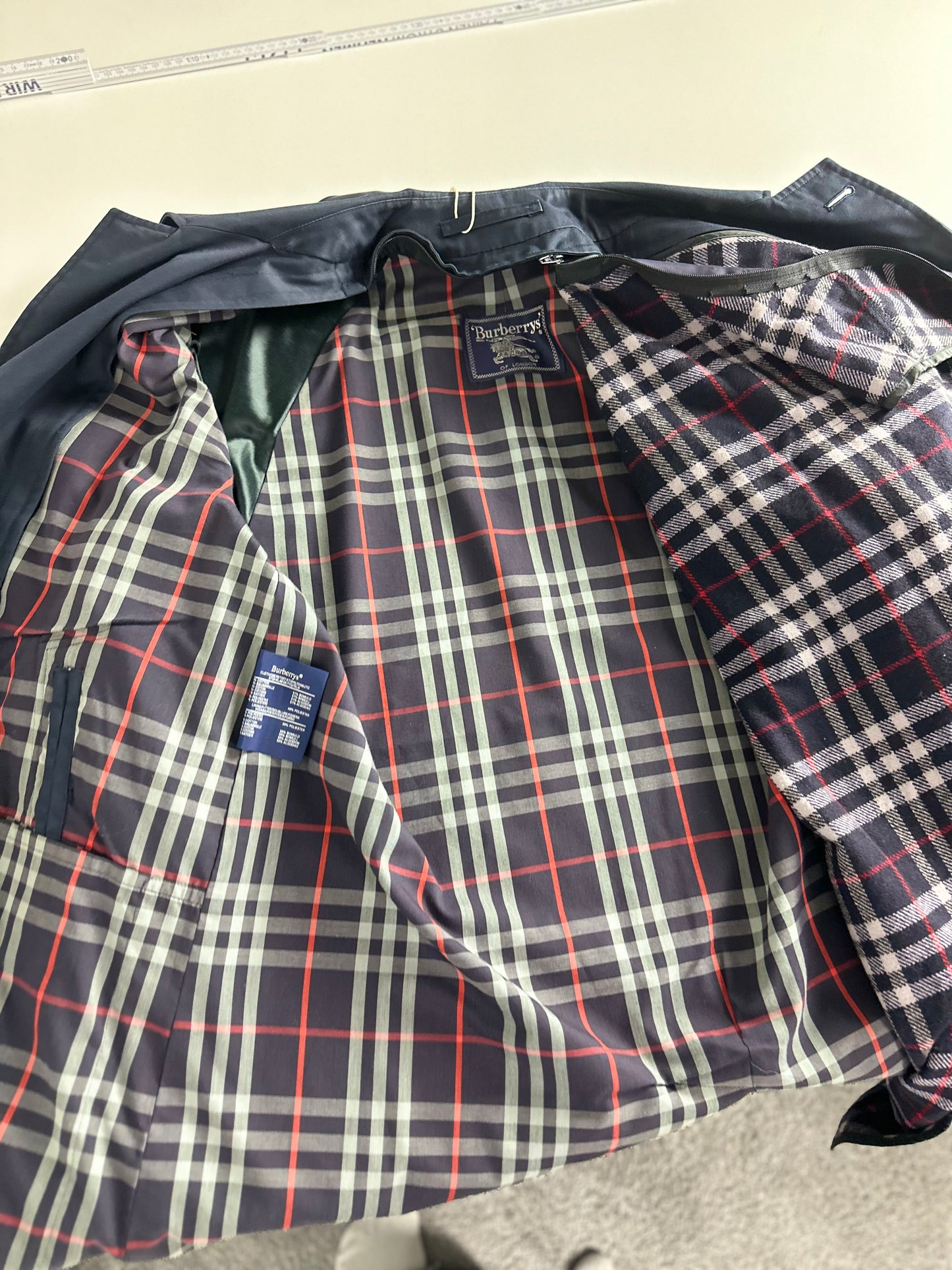 Vintage Burberry Car Coat Navy Size 50 L With Lining