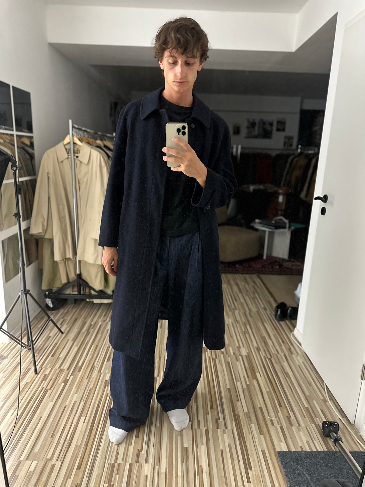Vintage Burberry Wool Coat Navy Size 48 M