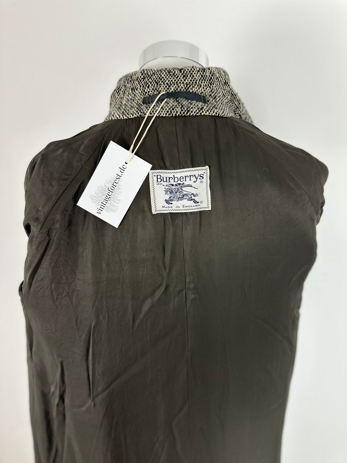 Vintage Burberry Tweed Coat Grey Size 12 M