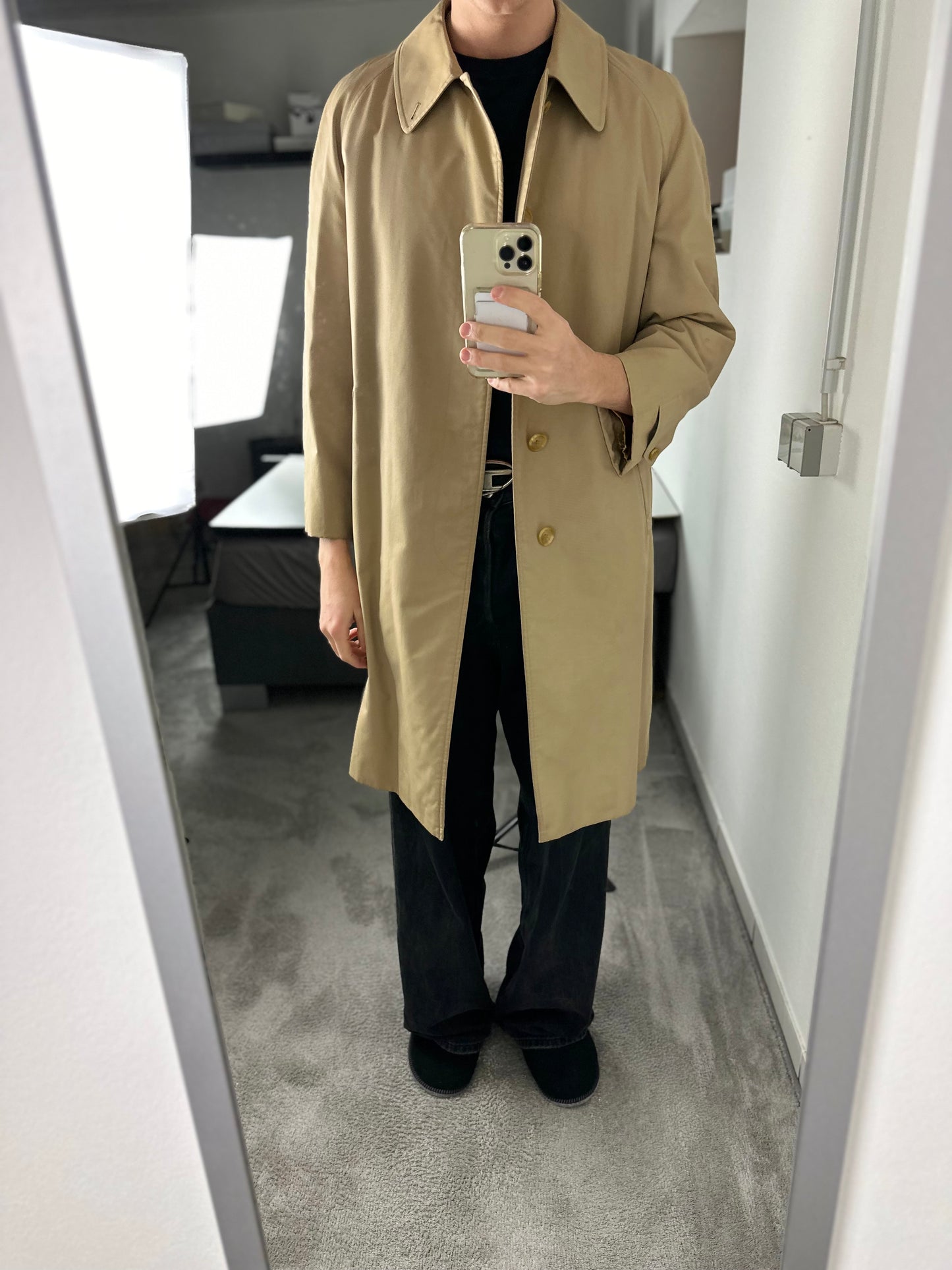 Vintage Burberry Car Coat Beige Size 48 M With Lining